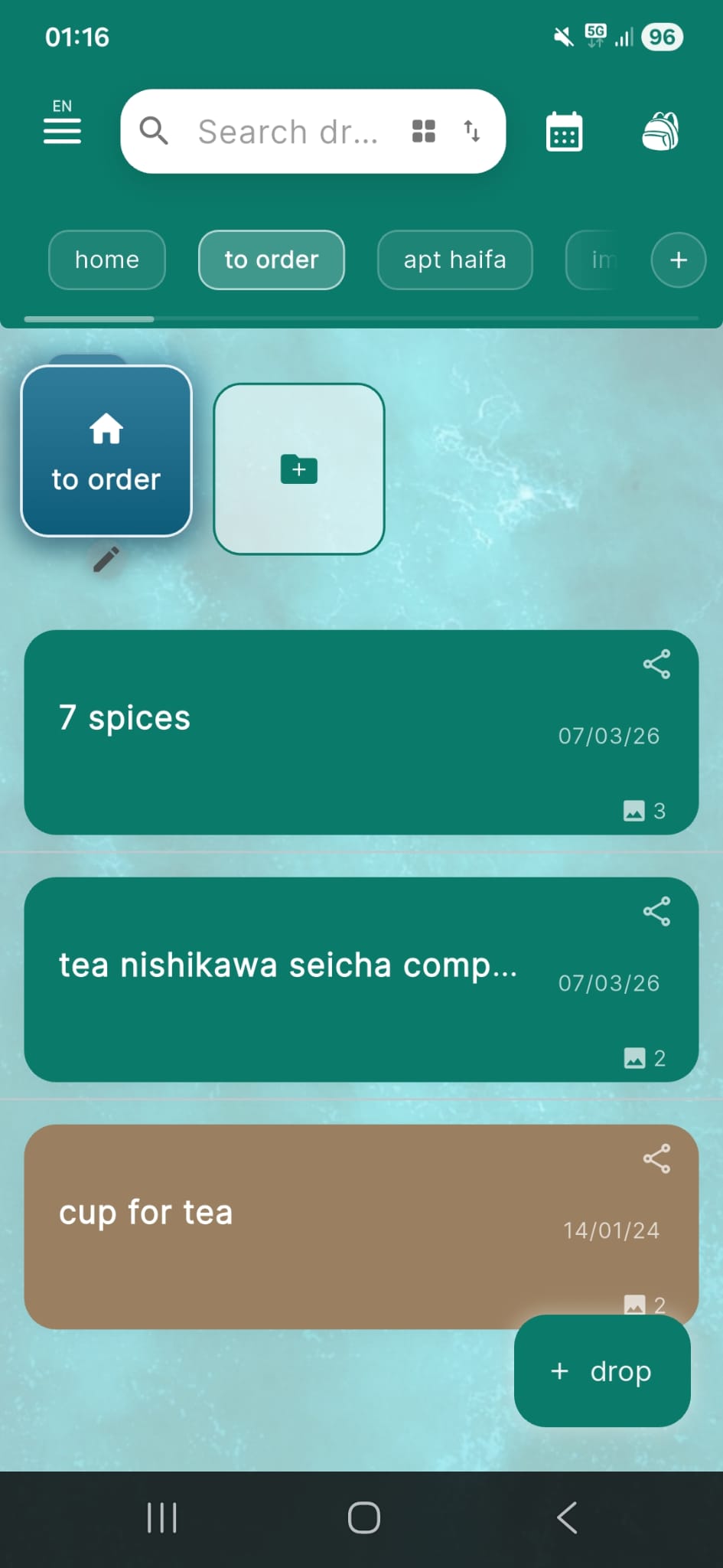 Ocean Drops app screenshot example.